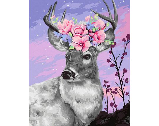 Deer in flowers paint by numbers