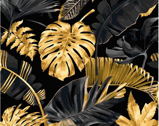 Gold-plated Monstera paint by numbers