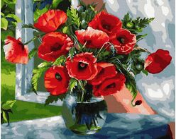 Bouquet of scarlet poppies