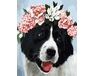 Dog with a wreath paint by numbers