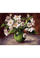 White flowers in a green jug 40cm*50cm