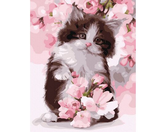 Kitten in flowers 40x50 cm paint by numbers