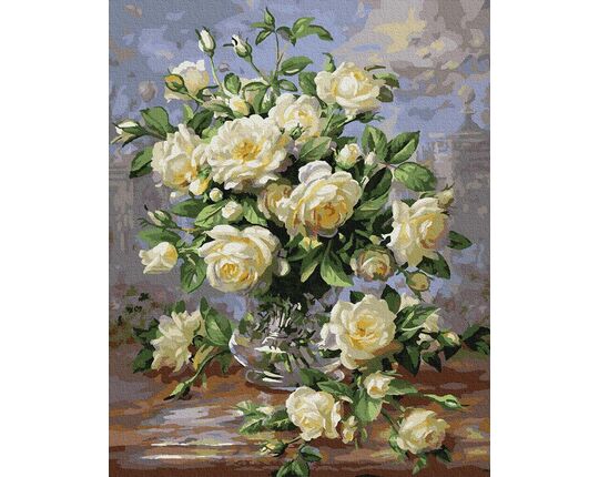 A bouquet of white roses 40cm*50cm (no frame) paint by numbers