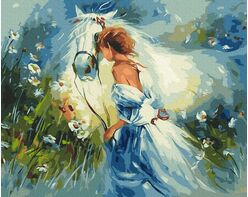 Beautiful girl with a horse 40cm*50cm (no frame)