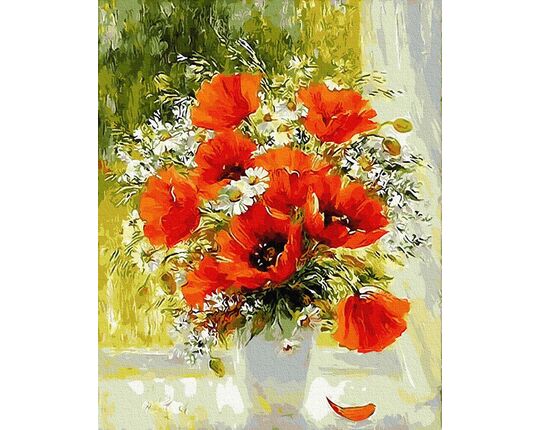 Poppies and daisies 40cm*50cm (no frame) paint by numbers