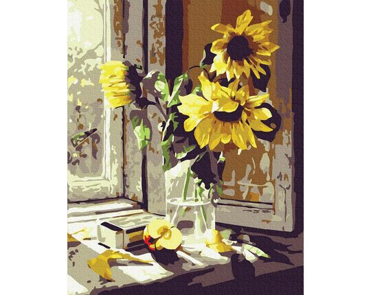 Sunflowers on the window 40cm*50cm (no frame) paint by numbers