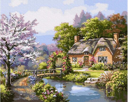 Cottage by the river 40cm*50cm (no frame) paint by numbers