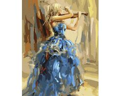 Violinist in a blue dress  40cm*50cm (no frame)