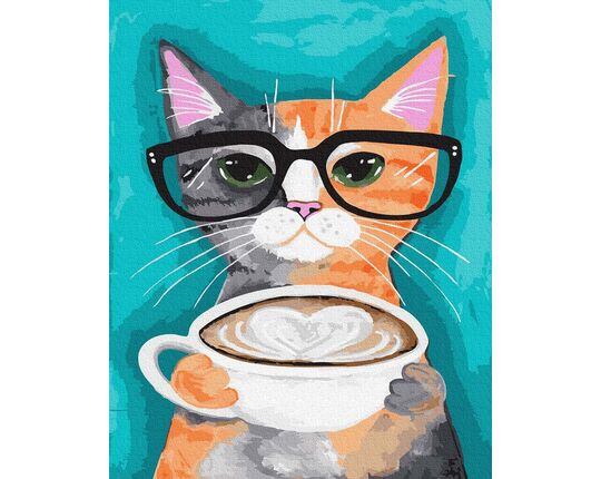 A cat with a cup of latte 40cm*50cm (no frame) paint by numbers