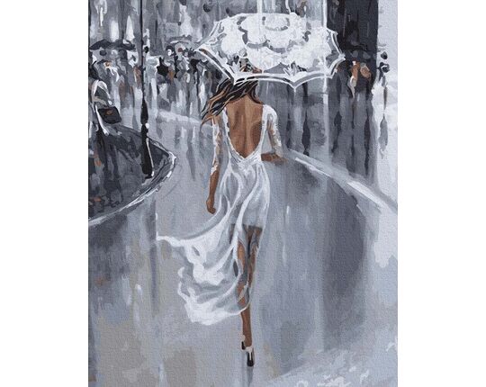 In a white dress in the rain 40cm*50cm (no frame) paint by numbers