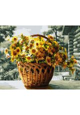 A bouquet of flowers in a basket 40cm*50cm (no frame)
