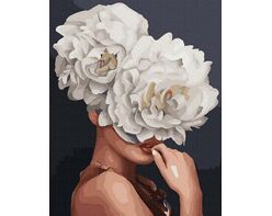 Pretty girl blooming flowers 40cm*50cm (no frame)