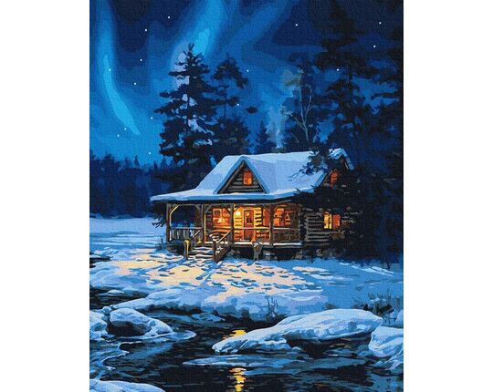 Wood cottage in winter 40cm*50cm (no frame) paint by numbers