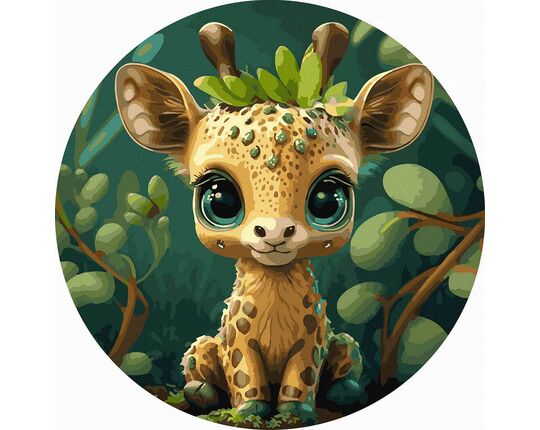 Little King of the Jungle 40x40 cm on a round frame paint by numbers