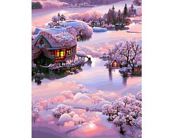 Frosty rural scenery 40x50 cm