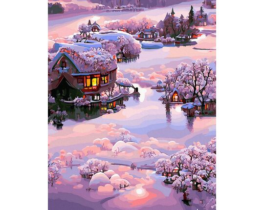 Frosty rural scenery 40x50 cm paint by numbers