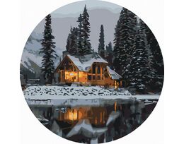 Silence in Snow Land 40x40 cm on a round frame
