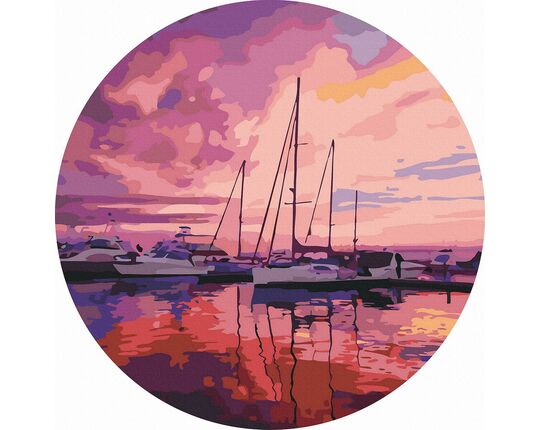 West over the Marina 40x40 cm on a round frame paint by numbers