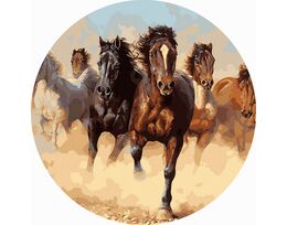 Galloping Hearts 40x40 cm on a round frame