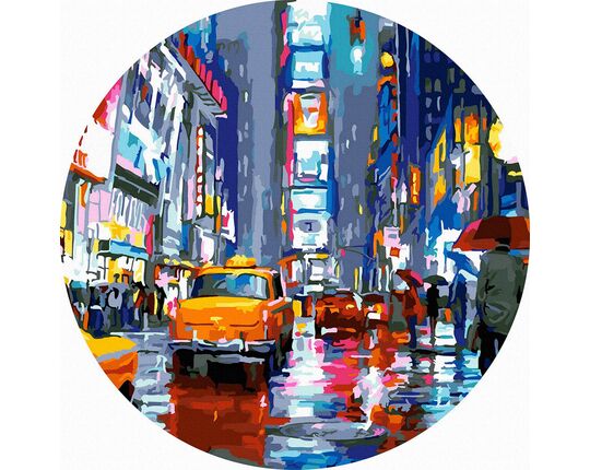 Rhythm of the Night Metropolis 40x40 cm on a round frame paint by numbers