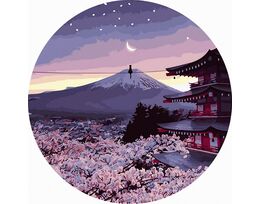 Spring Japanese nights 40x40 cm on a round frame