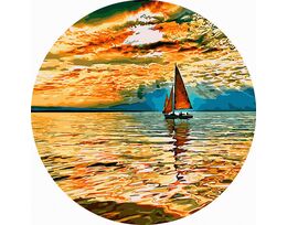 Bright colors of sunset 40x40 cm on a round frame