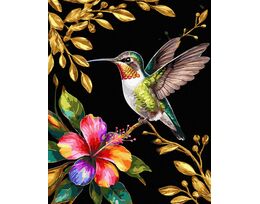 Hummingbird with Golden Accents 40x50 cm