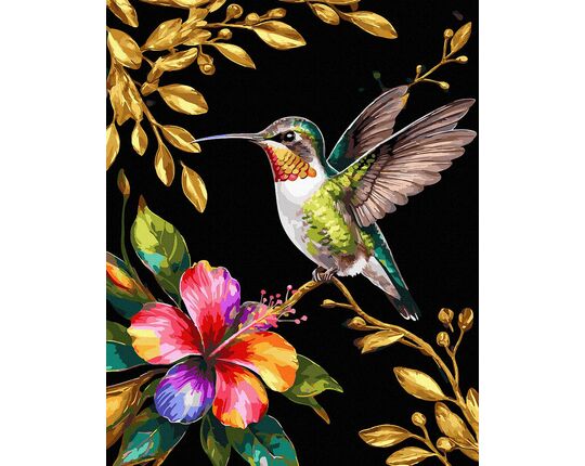 Hummingbird with Golden Accents 40x50 cm paint by numbers