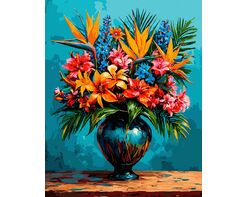 Paradise Bouquet in a Porcelain Dream 50x65 cm