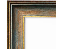Picture frame for 50x65cm canvas Distressed blue-grey wood with gold 4602