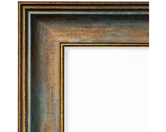 Picture frame for 50x65cm canvas Distressed blue-grey wood with gold 4602 picture frames