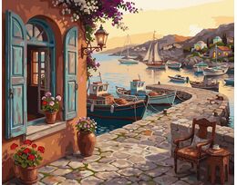A warm summer port 40x50 cm