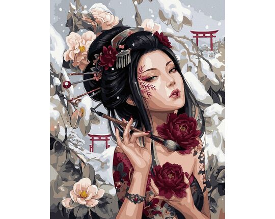 Mysterious Japanese flowers 40x50 cm paint by numbers