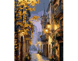 The glow of the evening town's streetlights 40x50 cm