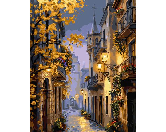 The glow of the evening town's streetlights 40x50 cm paint by numbers