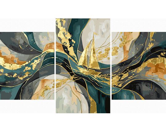 Golden Sails Triptych 70x120 cm paint by numbers
