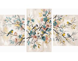 Birdsong on the branches Triptych 70x120 cm
