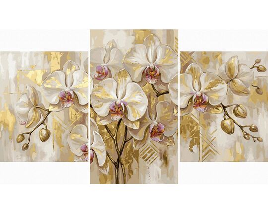 Delicate orchid flowers Triptych 70x120 cm paint by numbers
