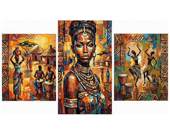 Sunny African vibes Triptych 70x120 cm paint by numbers