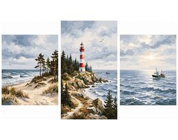 Lighthouse on the Baltic Triptych 70x120 cm