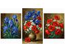 Irises, poppies and daisies Triptych 70x120 cm paint by numbers