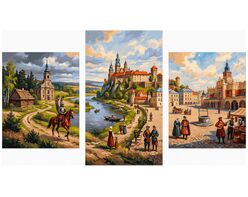 Polish Antiquity Triptych 70x120 cm
