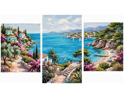 French Riviera Triptych 70x120 cm