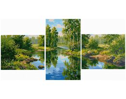 A summer afternoon by the stream Triptych 70x140 cm