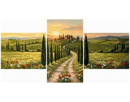 Sunset in Tuscany Triptych 70x120 cm