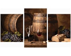 New wine, fresh bread Triptych 70x120 cm
