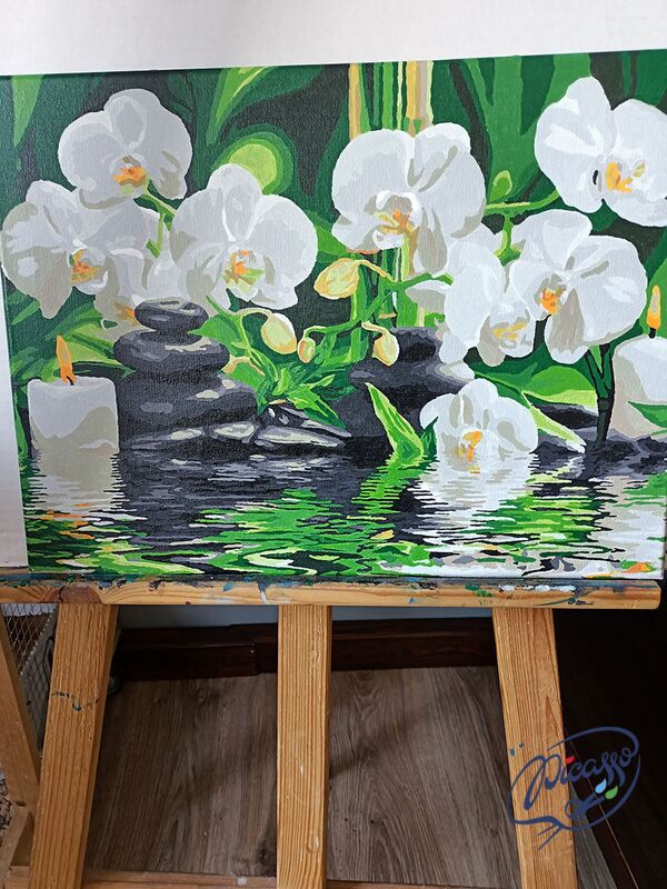 Orchids in the calm water 30x40cm