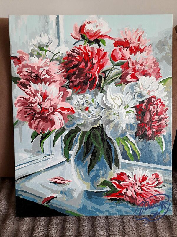 Peonies by the window